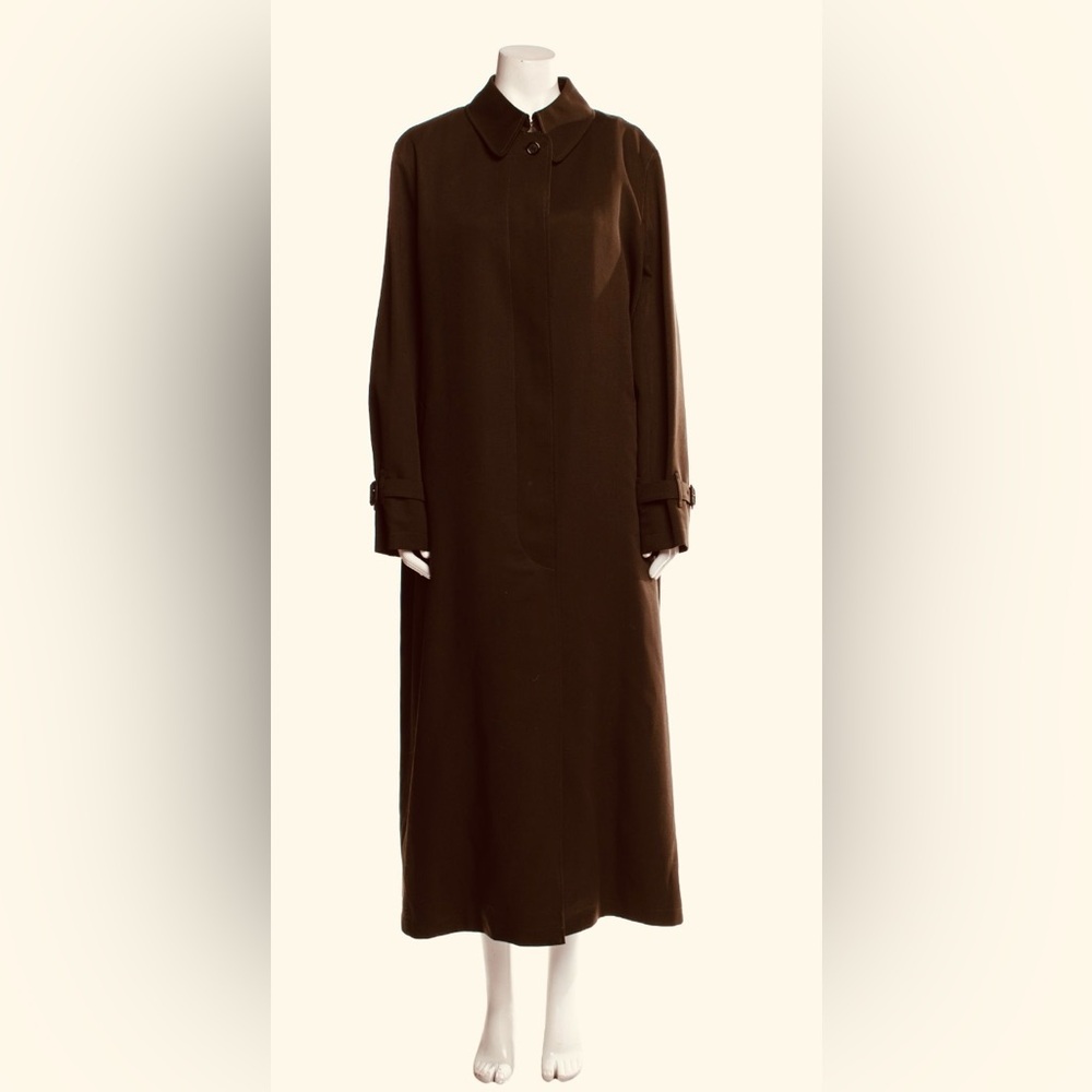 BURBERRY CHOCOLATE BROWN WOOL COAT  XL ZIPOUT LINING EXCELLENT &  GARMENT BAG - Picture 4 of 17